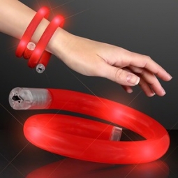 RED Flashy LED Flashing Light Up Curl Tube Wrap Bracelets